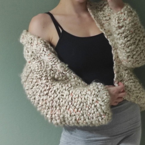 Handmade women's cardigan 100% wool with hood multicolor made to order