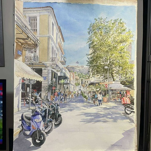 Watercolor painting new, size 55x75
