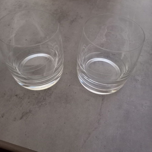 Set of 6 Glass Whiskey Tumblers - Minimal Design with Lines