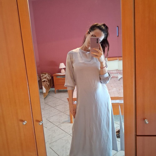 Lynne maxi satin dress like new, silver, size M