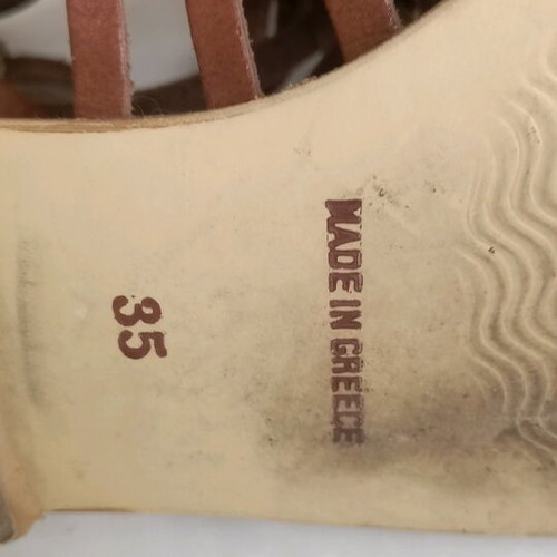GES leather sandals used, ancient Greek style, brown, size 35