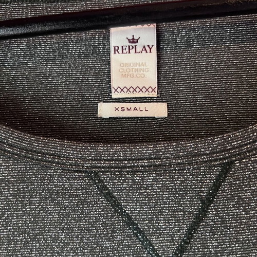 Oversized Replay blouse like new, metallic green and silver