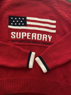 Πουλόβερ Superdry κόκκινο, βαμβακερό, μέγεθος 38, καινούργιο