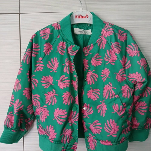 H&M Fall Jacket like new, pink and green, 2 to 4 years