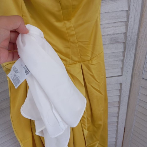 Anthropologie medium satin dress used, yellow
