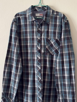 Mustang men's shirt L like new, beige and blue