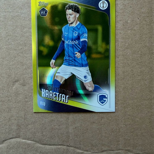Topps Flagship Rookie Konstantinos Karetsas Yellow Flow Fractor like new