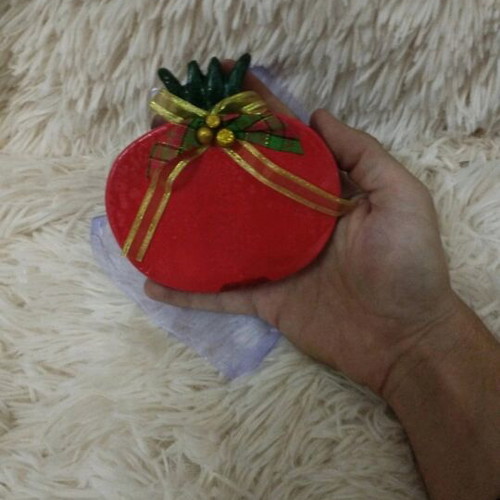 Handmade hanging pomegranate charm with clay and painted