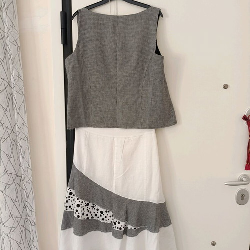 Vener women's linen set, white and grey