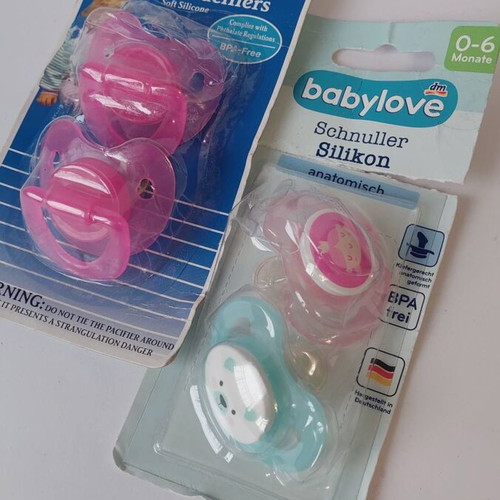 Set of new pacifiers and soothers
