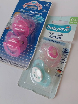 Set of new pacifiers and soothers