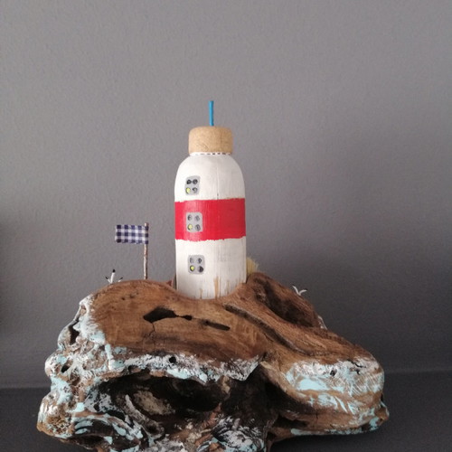 Shabby chic lighthouse made of driftwood new