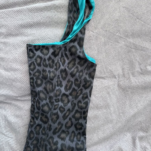 Vintage Leopard Bustier Corset used, size S/XS, grey-turquoise
