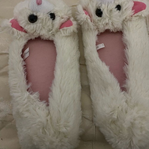 Cat slippers like new, white, size 37