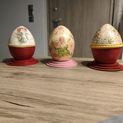 Set of 3 Easter Ceramic Decorative Eggs with Decoupage new