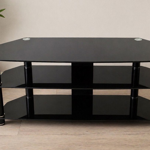 Modern TV stand like new with glass shelves