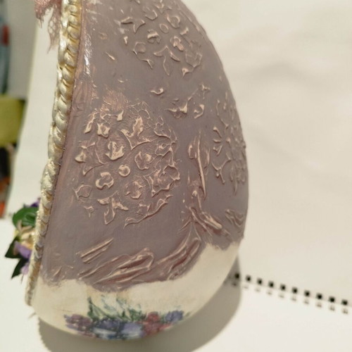 Easter porcelain decorative egg 20 cm with bunnies
