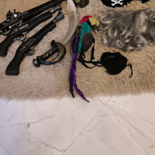 Pirate Accessories Set with Weapons, Sword, Parrot, Beard, Hat & More