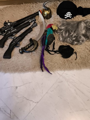 Pirate Accessories Set with Weapons, Sword, Parrot, Beard, Hat & More