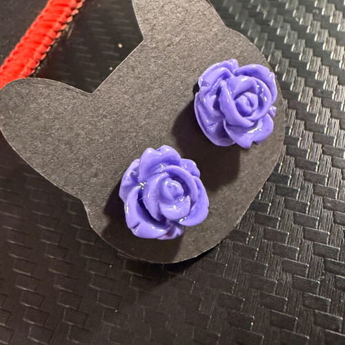 Earrings with purple roses handmade new