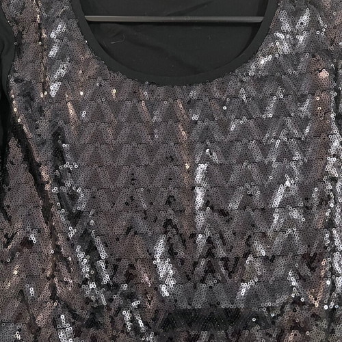 Joseph Janard black blouse with dark sequins, 3/4 sleeves, size S