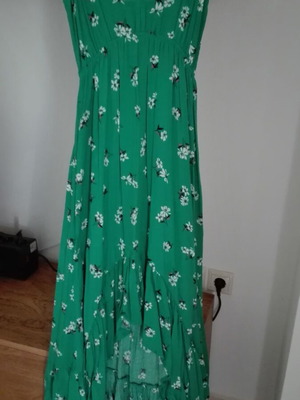 Stradivarius midi dress with asymmetry and ruffles, size S, like new