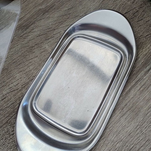 Butter dish or cheese dish used, stainless steel base and plastic lid