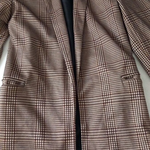 Stradivarius women's jacket used, beige brown checkered