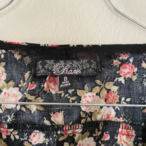 Floral mini φόρεμα με τσέπες ανανεωμένο, μέγεθος S, μαύρο πολύχρωμο