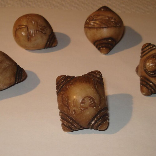 Chumpi carved natural stone used, set of 5 from Peru for ceremonies