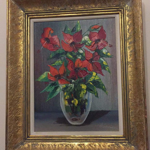 Handmade painting set with flowers and vivid colors