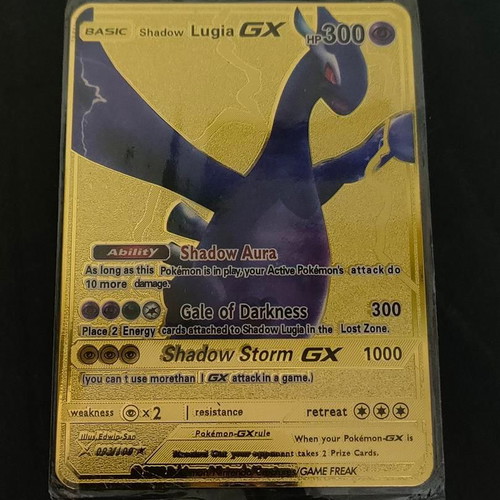 Shadow Lugia GX Pokemon Collector's Gold Metal Card like new
