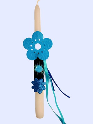 Easter candle handmade with felt flower and bag
