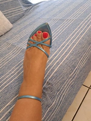 Vintage leather sandals used, size 36, blue