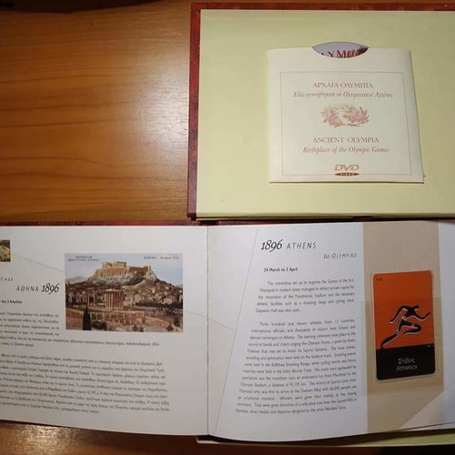 Athens Olympiads 1896-2004 album new with 25 collector telephone cards and 2 DVDs