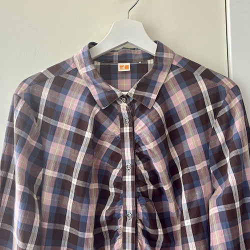 Boss Orange women's blouse size 40, pink blue brown check
