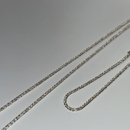 Zircon necklace and bracelet set, silver