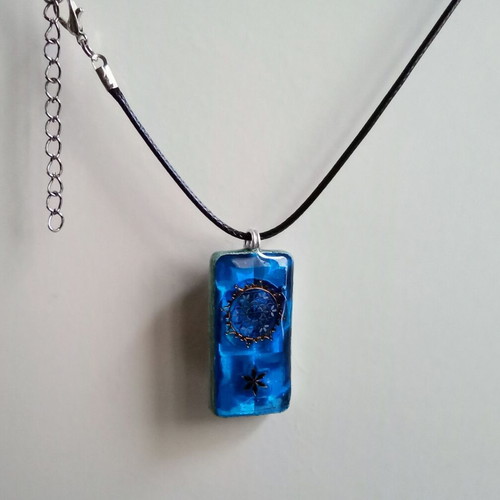Handmade double-sided necklace new, blue and turquoise