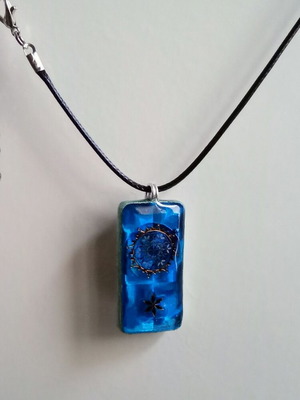 Handmade double-sided necklace new, blue and turquoise
