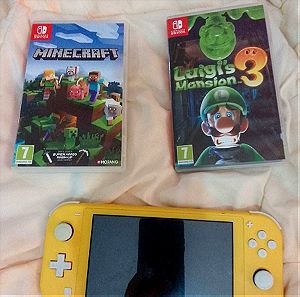 Console Nintendo switch with two games Minecraft and Luigi's Mansion 3