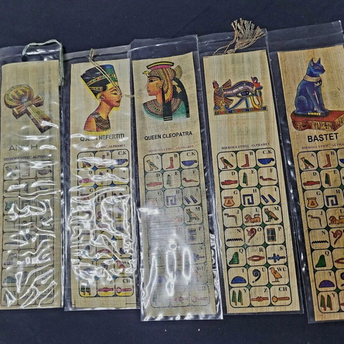 Set of 10 handmade bookmarks from authentic Egyptian papyrus