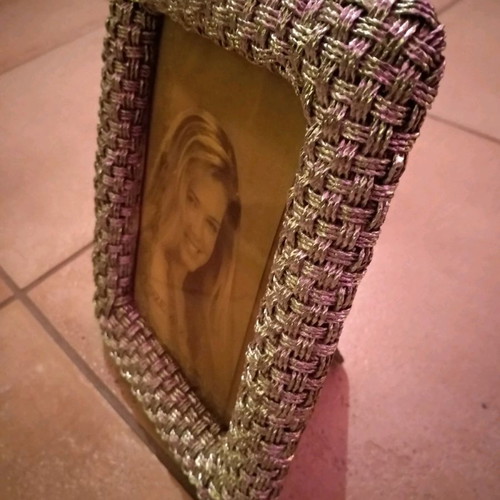 Silver photo frame with weaving for 10×15 photos used