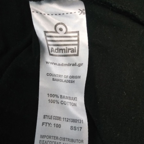 Admiral black t-shirt with short sleeves XXL like new