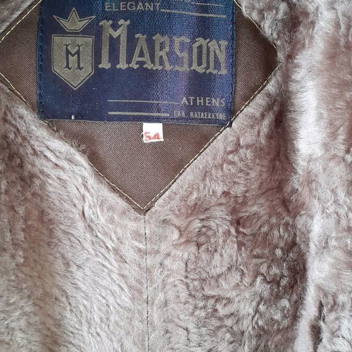 Unisex trench coat like new with fur on shoulder brown Greek made