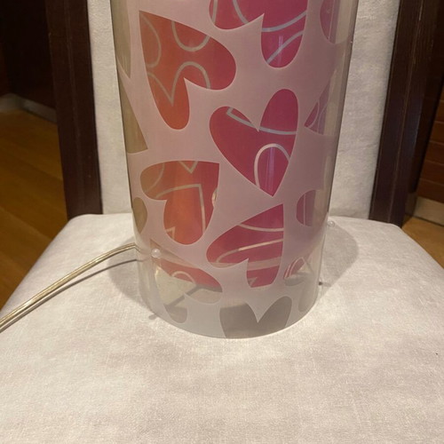 Lighting set 2 pieces modern hearts design ceiling and table lamp like new