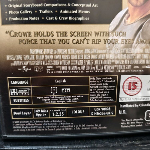 Gladiator special edition DVD used, action, adventure, historical