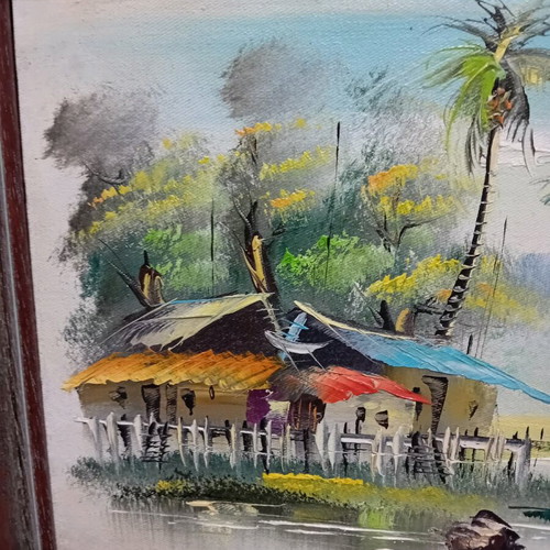 Small painting like new with tropical landscape