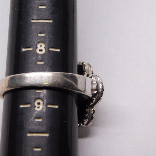 Silver ring 925 Black Clover new, size 58 with black stone