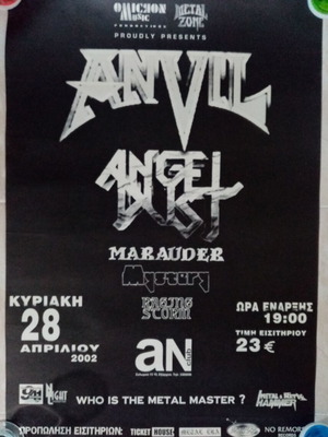 Anvil Angel Dust Marauder Angelo Perlepes' Mystery Raging Storm 2002 poster