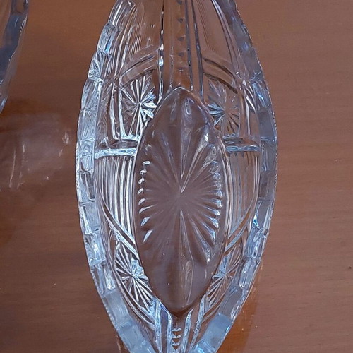 Vintage crystal gondolas set of 2, like new, German lead crystal 60s
